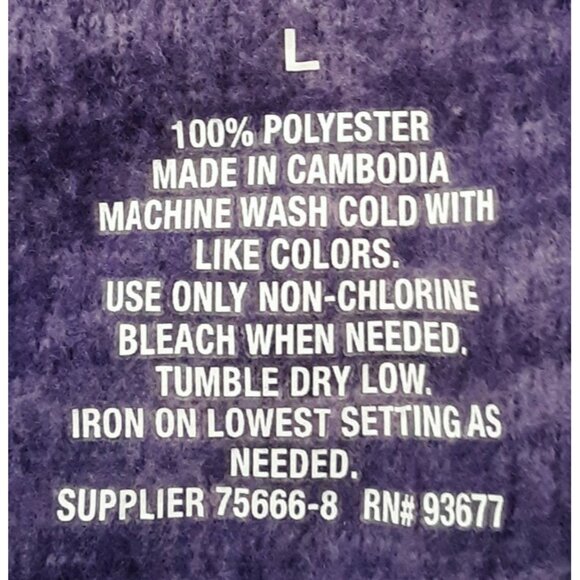 St. John's Bay Active Men's Large Purple Black Partial Zip Fleece Pullover - Picture 3 of 4